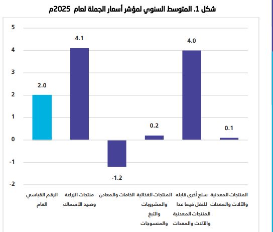 هيئة الإحصاء: ارتفاع المتوسط السنوي لأسعار الجملة 2% في 2025