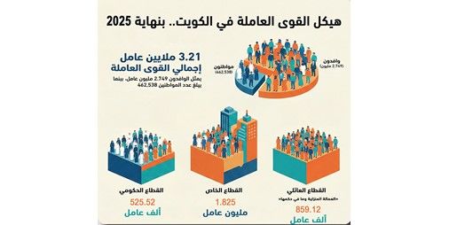 3.21 ملايين إجمالي القوى العاملة في البلاد.. من بينهم 462.538 ألف مواطن ومواطنة