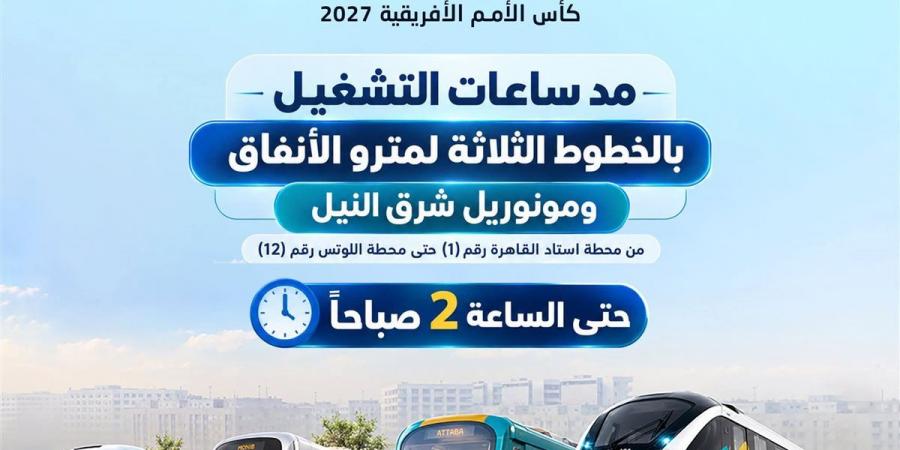 لتسهيل عودة الجماهير، المترو والمونوريل يمتدان لـ2 صباحًا بالتزامن مع مباراة مصر وأنجولا